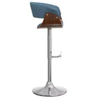 Tabouret de bar pivotant réglable Caylor bleu denim - WyndenHall : Milieu du siècle moderne, dossier rembourré, pieds en acier