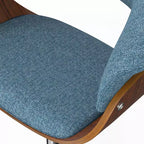 Tabouret de bar pivotant réglable Caylor bleu denim - WyndenHall : Milieu du siècle moderne, dossier rembourré, pieds en acier