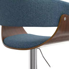Tabouret de bar pivotant réglable Caylor bleu denim - WyndenHall : Milieu du siècle moderne, dossier rembourré, pieds en acier