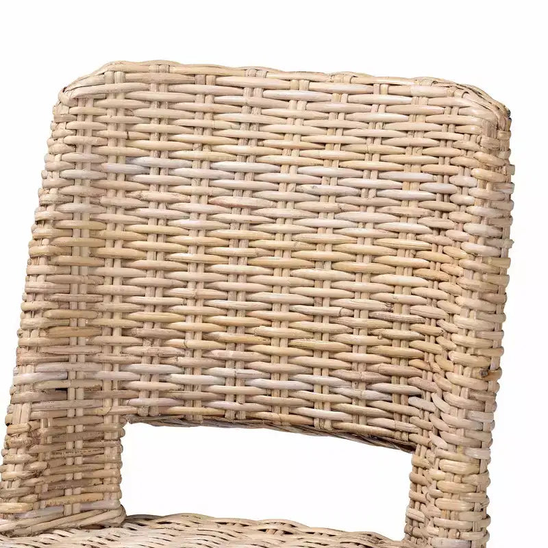 bali & pari Tabouret de bar Magy en rotin et bois d'acajou gris Kubu/taupe rustique