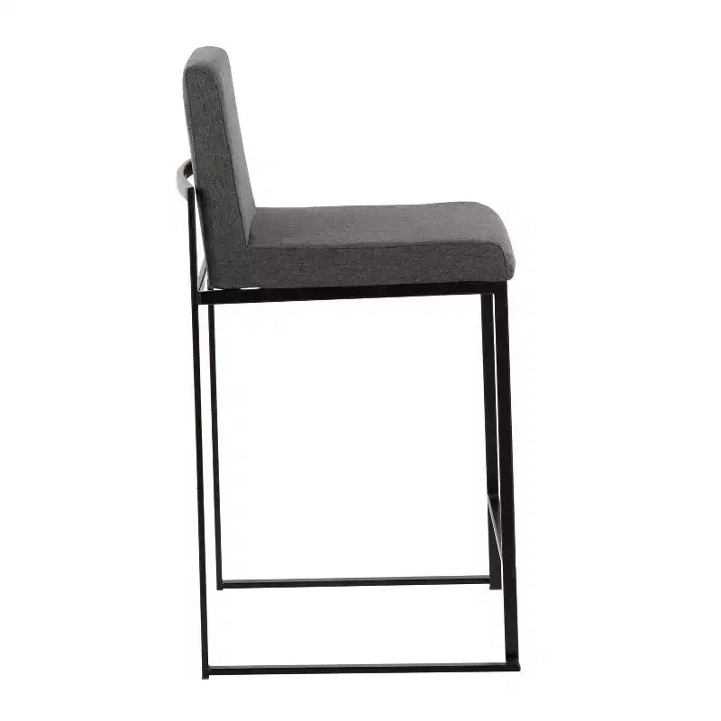 LumiSource Ensemble de 3 tabourets de bar à dossier haut Fuji, hauteur comptoir, acier noir/charbon de bois