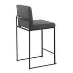LumiSource Ensemble de 3 tabourets de bar à dossier haut Fuji, hauteur comptoir, acier noir/charbon de bois