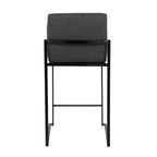 LumiSource Ensemble de 3 tabourets de bar à dossier haut Fuji, hauteur comptoir, acier noir/charbon de bois