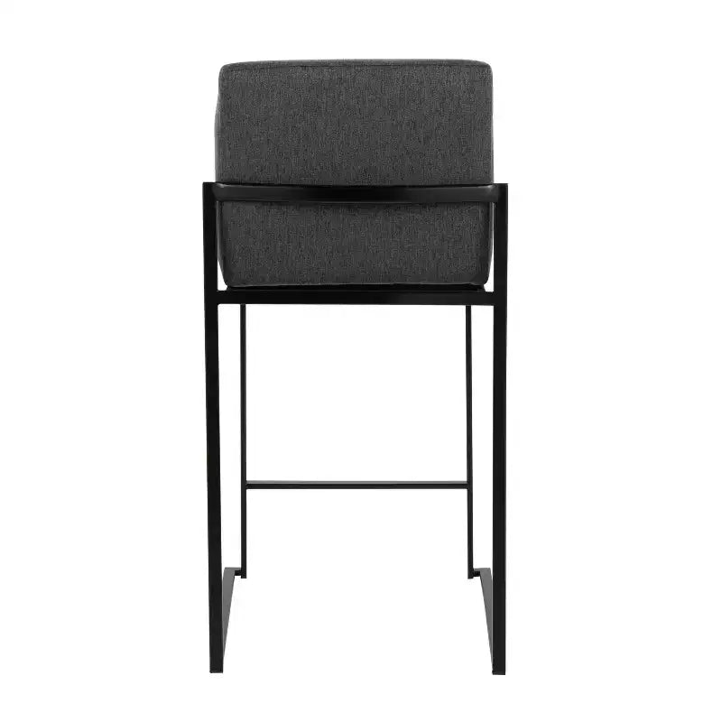 LumiSource Ensemble de 3 tabourets de bar à dossier haut Fuji, hauteur comptoir, acier noir/charbon de bois
