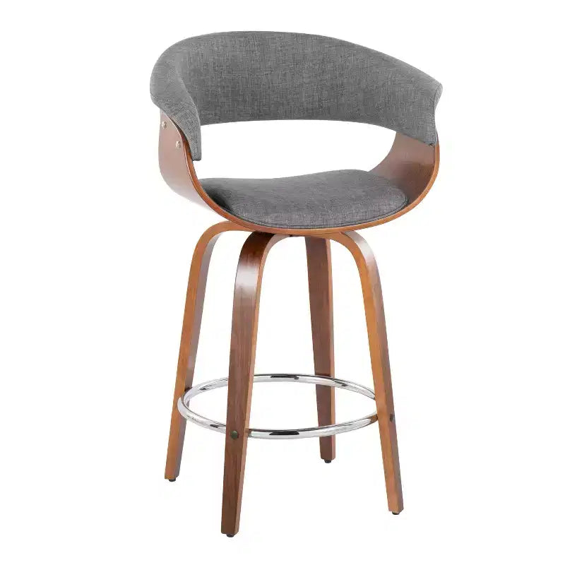 Lot de 2 tabourets de bar vintage modernes à hauteur de comptoir : Pivotants, repose-pieds, revêtement en mousse - LumiSource