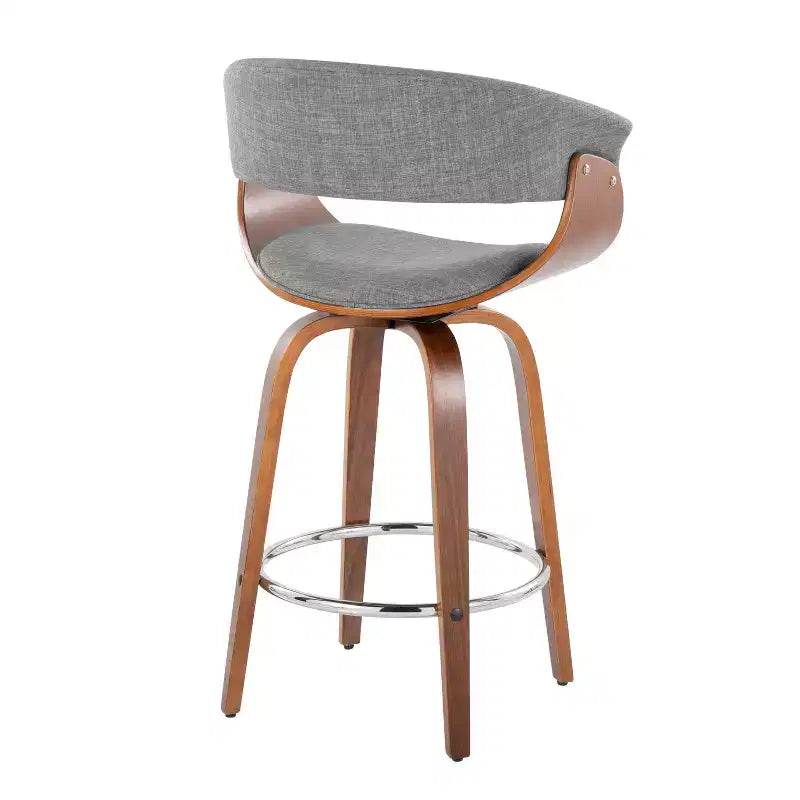 Lot de 2 tabourets de bar vintage modernes à hauteur de comptoir : Pivotants, repose-pieds, revêtement en mousse - LumiSource