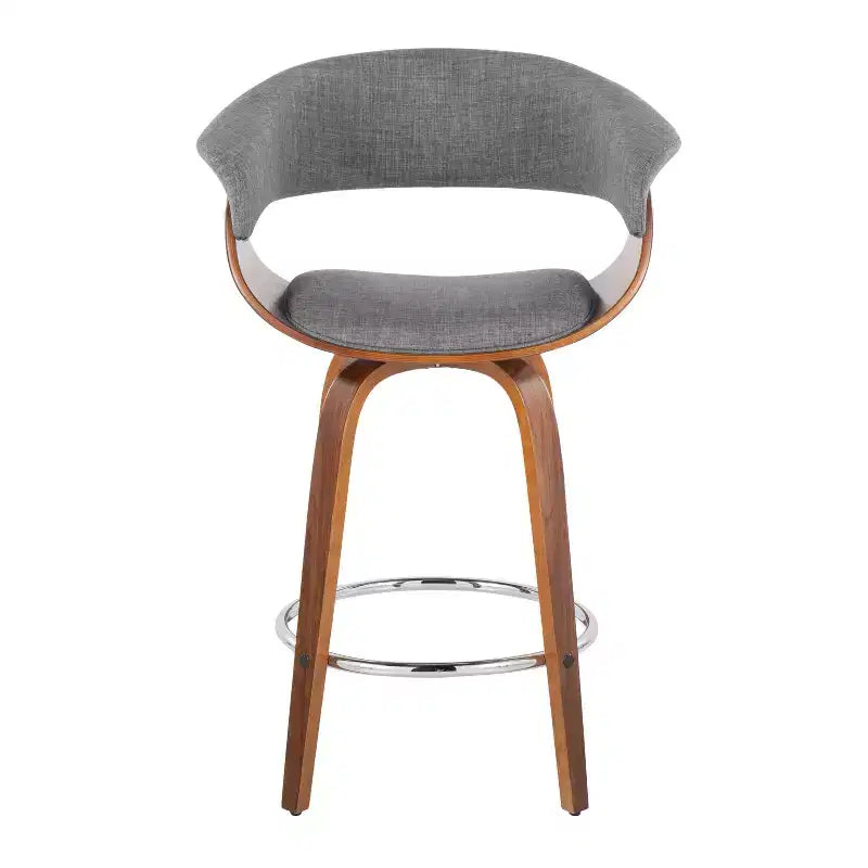 Lot de 2 tabourets de bar vintage modernes à hauteur de comptoir : Pivotants, repose-pieds, revêtement en mousse - LumiSource