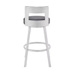Tabouret de bar pivotant Armen Living Flynn de 66 cm en métal et similicuir, couleur argent/gris