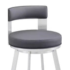 Tabouret de bar pivotant Armen Living Flynn de 66 cm en métal et similicuir, couleur argent/gris
