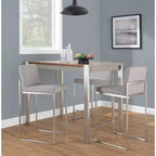 LumiSource Lot de 3 tabourets de bar hauts Fuji en acier inoxydable/gris
