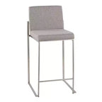 LumiSource Lot de 3 tabourets de bar hauts Fuji en acier inoxydable/gris