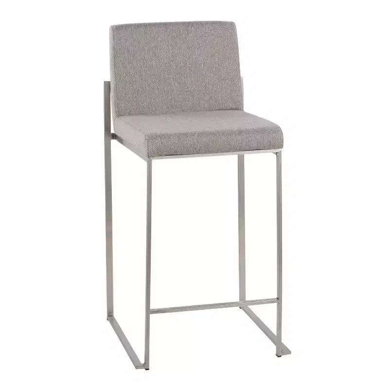 LumiSource Lot de 3 tabourets de bar hauts Fuji en acier inoxydable/gris
