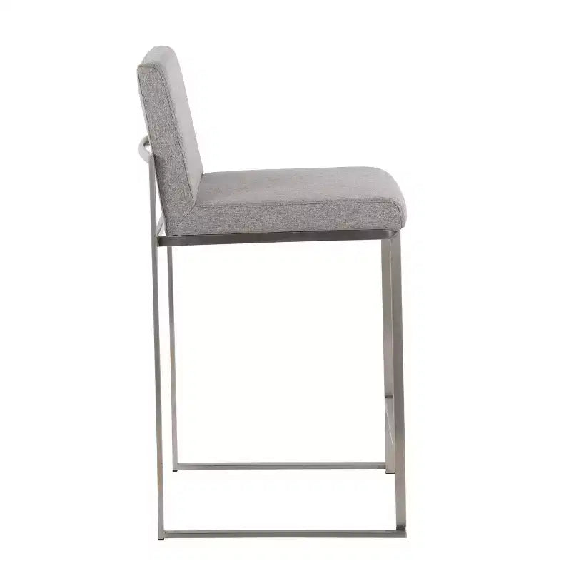 LumiSource Lot de 3 tabourets de bar hauts Fuji en acier inoxydable/gris