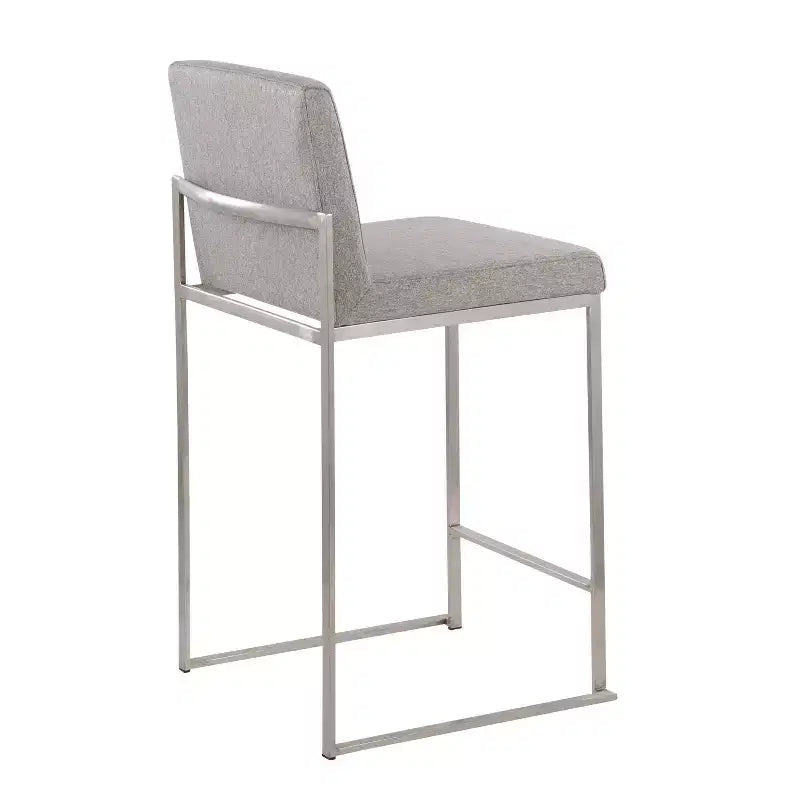 LumiSource Lot de 3 tabourets de bar hauts Fuji en acier inoxydable/gris