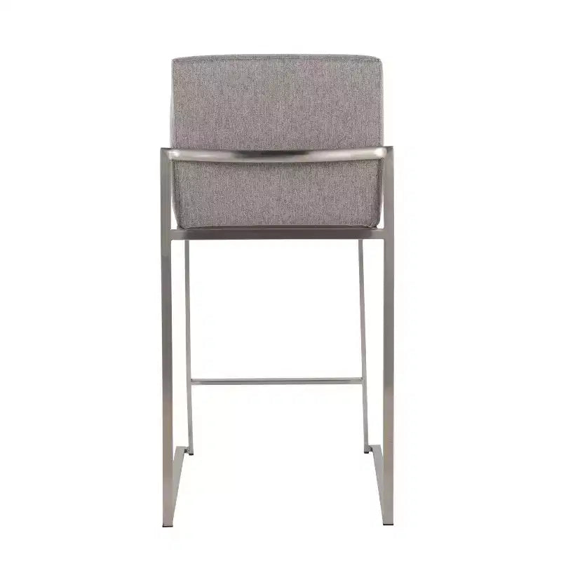 LumiSource Lot de 3 tabourets de bar hauts Fuji en acier inoxydable/gris