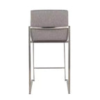 LumiSource Lot de 3 tabourets de bar hauts Fuji en acier inoxydable/gris