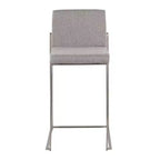 LumiSource Lot de 3 tabourets de bar hauts Fuji en acier inoxydable/gris