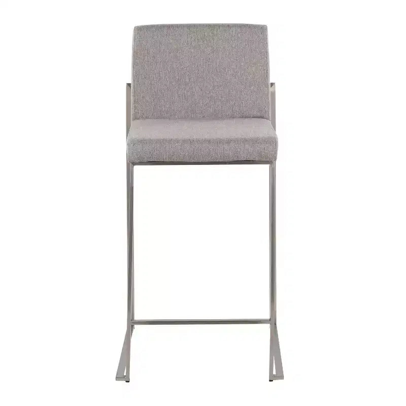 LumiSource Lot de 3 tabourets de bar hauts Fuji en acier inoxydable/gris