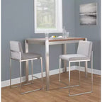 LumiSource Lot de 3 tabourets de bar hauts Fuji en acier inoxydable/gris