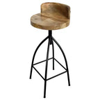 The Urban Port 30-35" Industrial Style Adjustable Swivel Stool with Backrest and Height Options Brown/Black