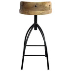 Tabouret pivotant industriel avec dossier, réglable en hauteur, style urbain 30-35", marron/noir