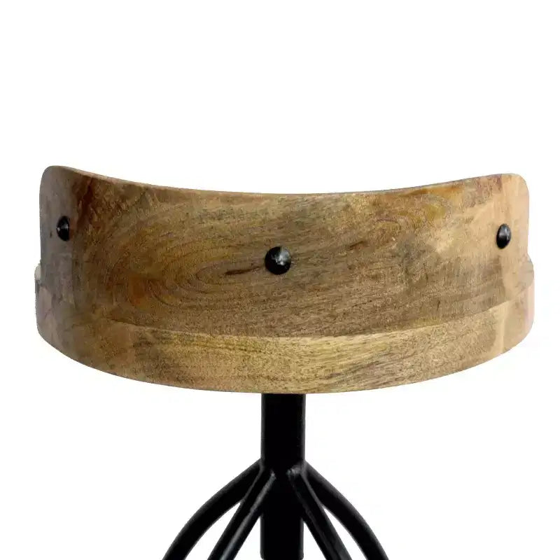 Tabouret pivotant industriel avec dossier, réglable en hauteur, style urbain 30-35", marron/noir