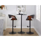 LumiSource Lot de 2 tabourets de bar réglables Curvo en bois de noyer/tissu anthracite/métal noir