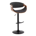 LumiSource Lot de 2 tabourets de bar réglables Curvo en bois de noyer/tissu anthracite/métal noir