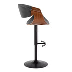 LumiSource Lot de 2 tabourets de bar réglables Curvo en bois de noyer/tissu anthracite/métal noir