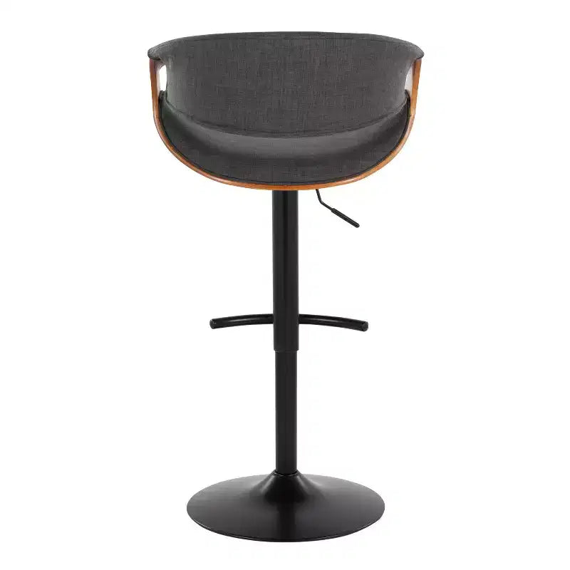 LumiSource Lot de 2 tabourets de bar réglables Curvo en bois de noyer/tissu anthracite/métal noir
