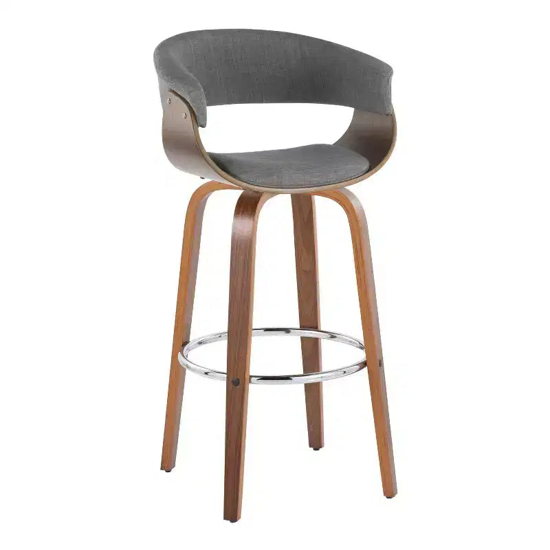 Lot de 2 tabourets de bar vintage modernes Noyer/Chrome/Gris clair - LumiSource
