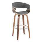 Lot de 2 tabourets de bar vintage modernes Noyer/Chrome/Gris clair - LumiSource