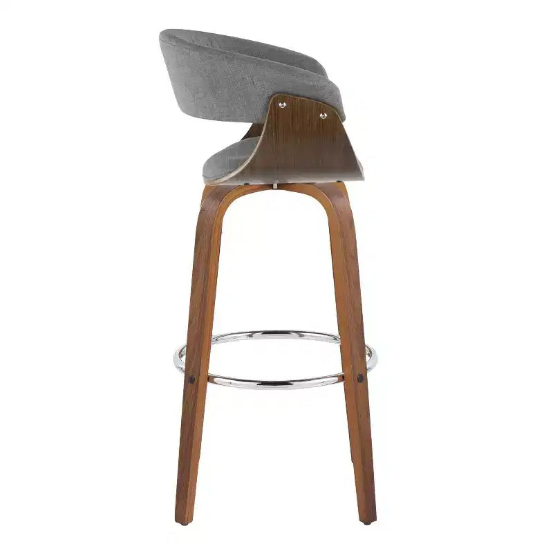 Lot de 2 tabourets de bar vintage modernes Noyer/Chrome/Gris clair - LumiSource