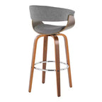 Lot de 2 tabourets de bar vintage modernes Noyer/Chrome/Gris clair - LumiSource