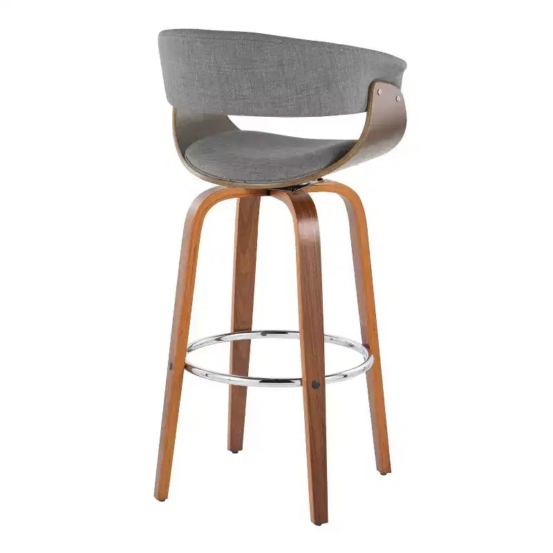 Lot de 2 tabourets de bar vintage modernes Noyer/Chrome/Gris clair - LumiSource