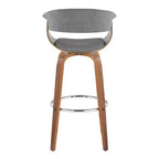 Lot de 2 tabourets de bar vintage modernes Noyer/Chrome/Gris clair - LumiSource