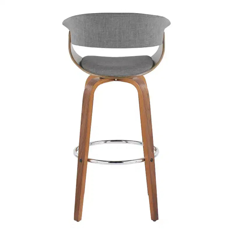 Lot de 2 tabourets de bar vintage modernes Noyer/Chrome/Gris clair - LumiSource