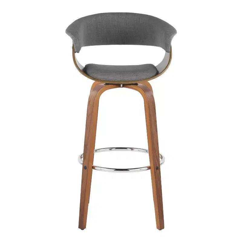 Lot de 2 tabourets de bar vintage modernes Noyer/Chrome/Gris clair - LumiSource