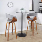 Lot de 2 tabourets de bar vintage modernes Noyer/Chrome/Gris clair - LumiSource