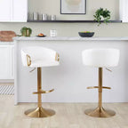 LumiSource Lot de 2 tabourets de bar réglables Claire Or/PU blanc