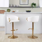 LumiSource Lot de 2 tabourets de bar réglables Claire Or/PU blanc
