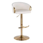 LumiSource Lot de 2 tabourets de bar réglables Claire Or/PU blanc