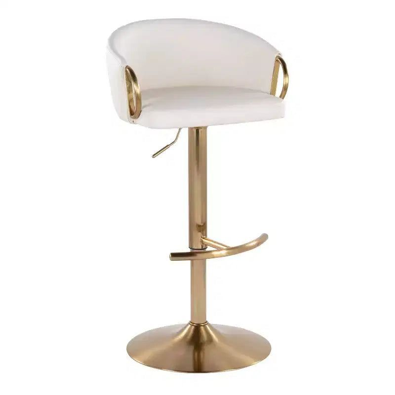 LumiSource Lot de 2 tabourets de bar réglables Claire Or/PU blanc