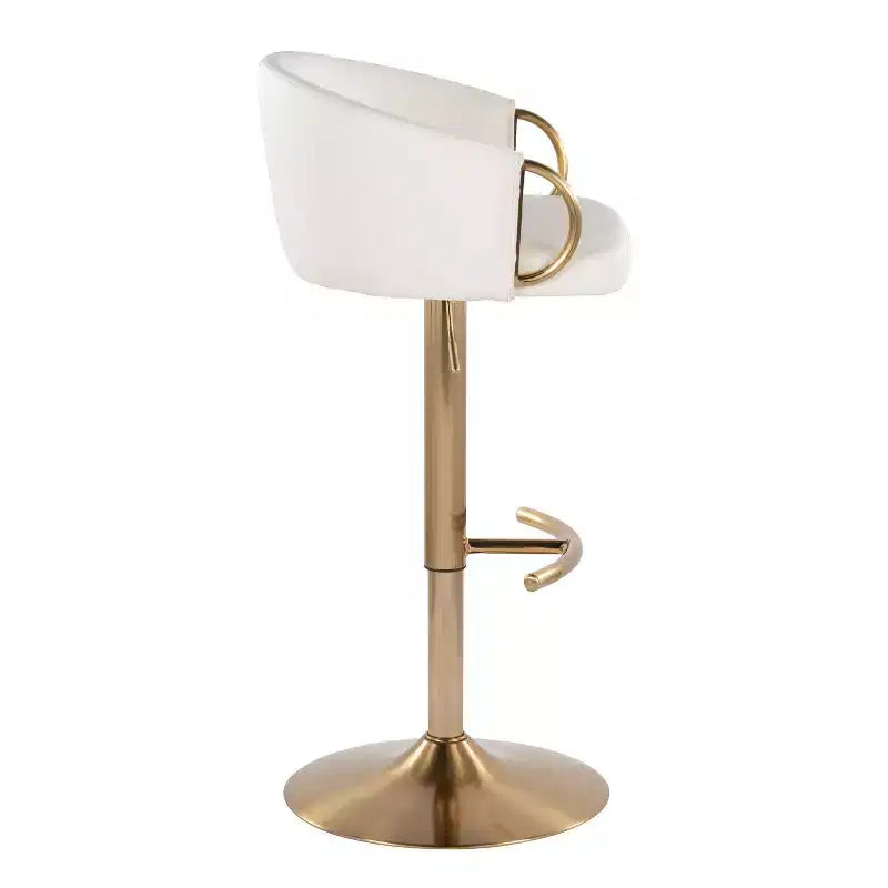 LumiSource Lot de 2 tabourets de bar réglables Claire Or/PU blanc
