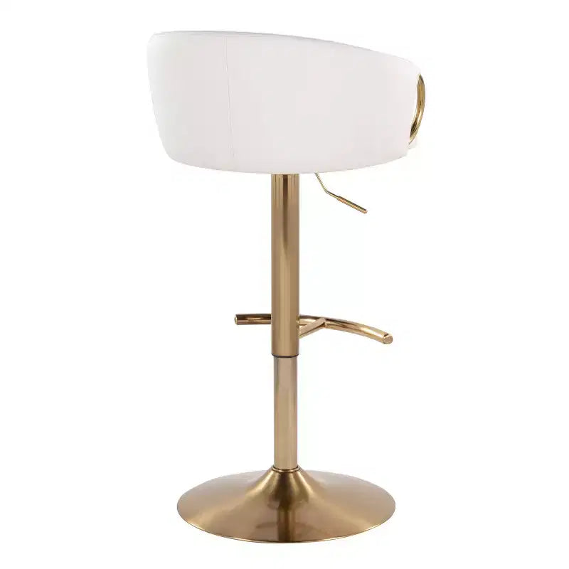 LumiSource Lot de 2 tabourets de bar réglables Claire Or/PU blanc