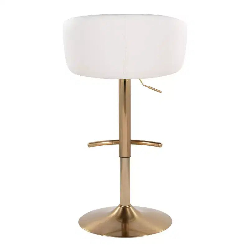 LumiSource Lot de 2 tabourets de bar réglables Claire Or/PU blanc