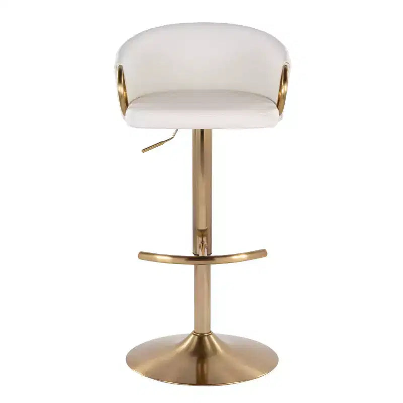 LumiSource Lot de 2 tabourets de bar réglables Claire Or/PU blanc