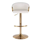 LumiSource Lot de 2 tabourets de bar réglables Claire Or/PU blanc