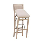 Tabouret de bar pliant Keira avec dossier rembourré en bois massif et siège rembourré, finition gris délavé - Linon