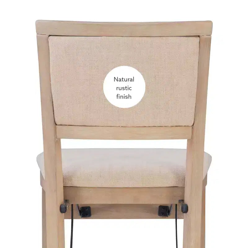 Tabouret de bar pliant Keira avec dossier rembourré en bois massif et siège rembourré, finition gris délavé - Linon